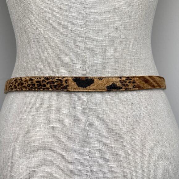 Vintage Streets Ahead Calf Hair Leopard Belt Brown Gold Buckle Women\'s Medium